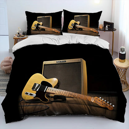 3D Classical Guitar Electric Guitar Comforter Bedding Set