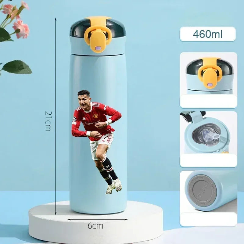 460ML Football Water Bottle with Straw
