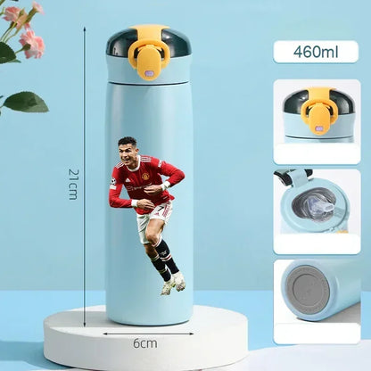 460ML Football Water Bottle with Straw