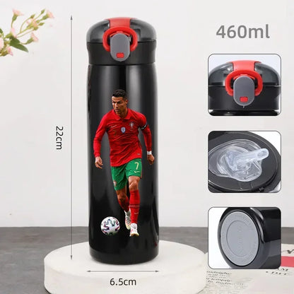 460ML Football Water Bottle with Straw