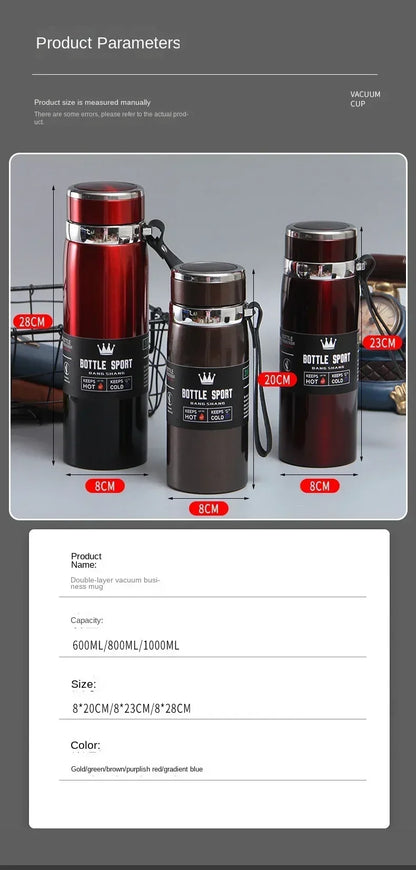 1L Stainless Steel Thermal Water Bottle – Hot & Cold Insulated Travel Thermos UniVibeshop.com