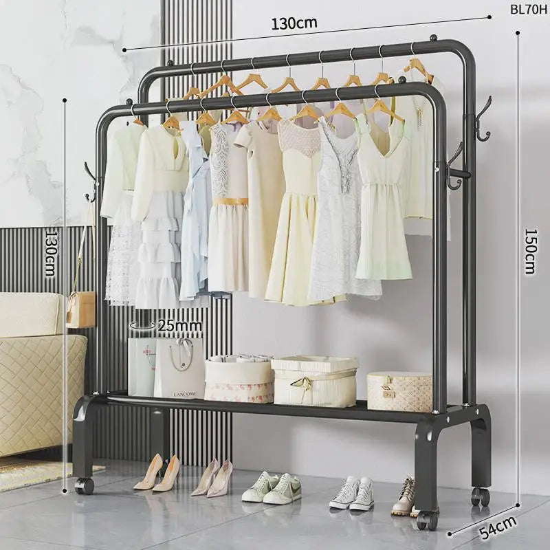 Space-Saving Floor Standing Clothes Drying Rack – Multipurpose Hanger for Dorm, Balcony & Indoor Use