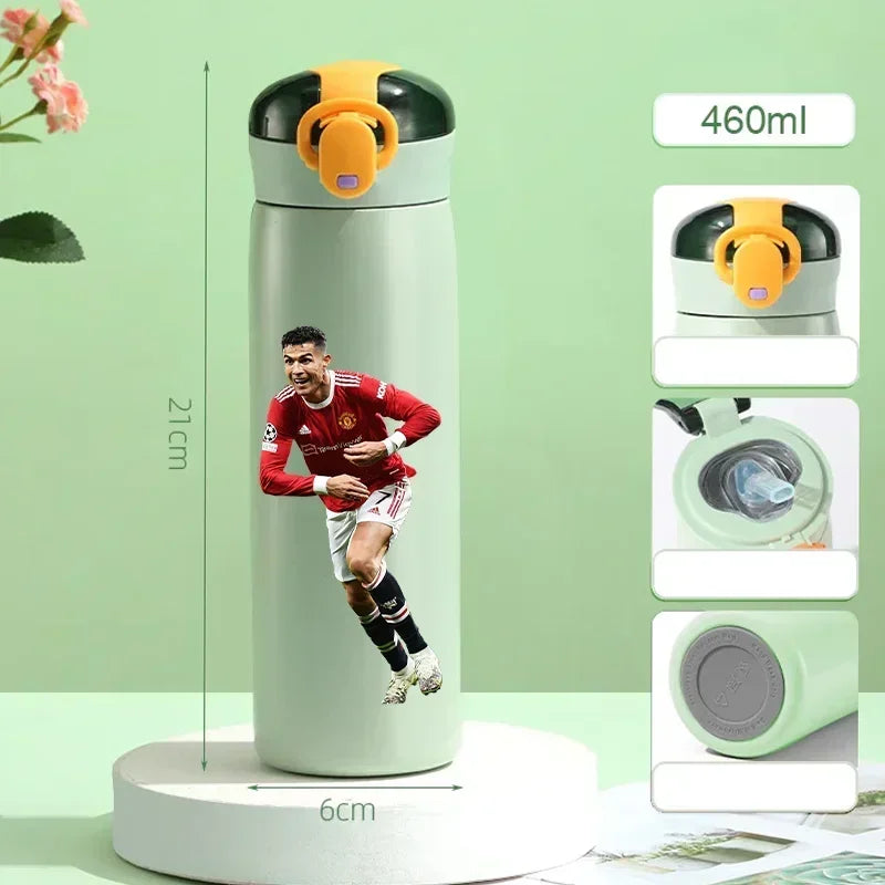 460ML Football Water Bottle with Straw