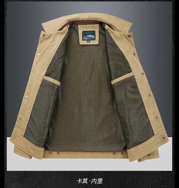 Men’s Cargo Bomber Jacket – Casual Streetwear, Windproof, British Style