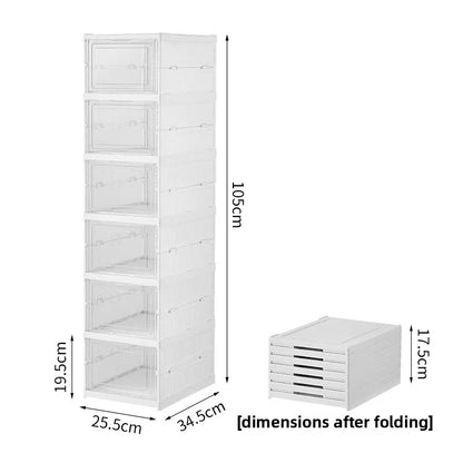 Foldable Shoe Organizer – No Assembly Stackable Dustproof Space-Saving Cabinet for Dorm or Home