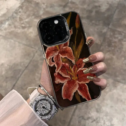 Oil Painting Lily Flower Retro Pattern Phone Case