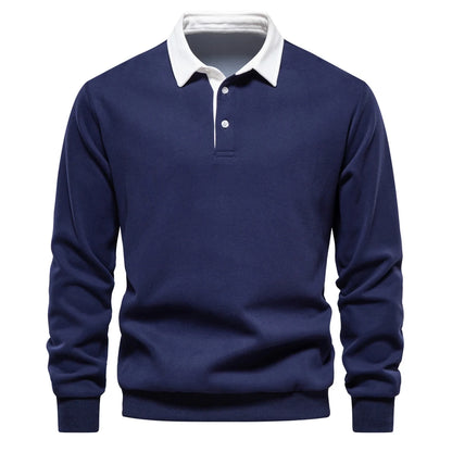 UniVibe Men’s Polo Neck Cotton Sweatshirt Autumn Casual & Social Wear