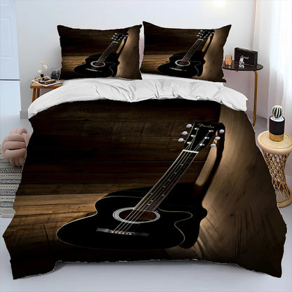 3D Classical Guitar Electric Guitar Comforter Bedding Set
