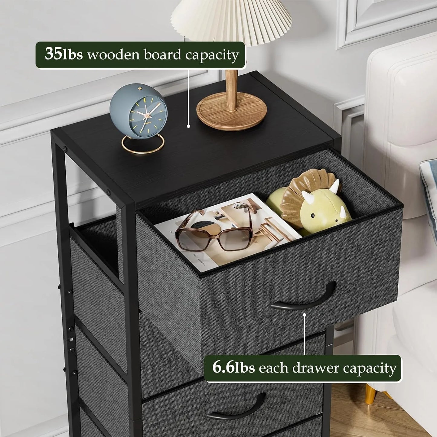 Modern Chest of Drawers – 4-Drawer Dresser with Wood Top for Bedroom, Dorm, or Nursery