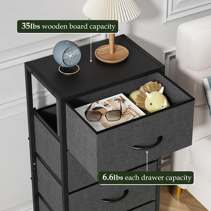 Modern Chest of Drawers – 4-Drawer Dresser with Wood Top for Bedroom, Dorm, or Nursery