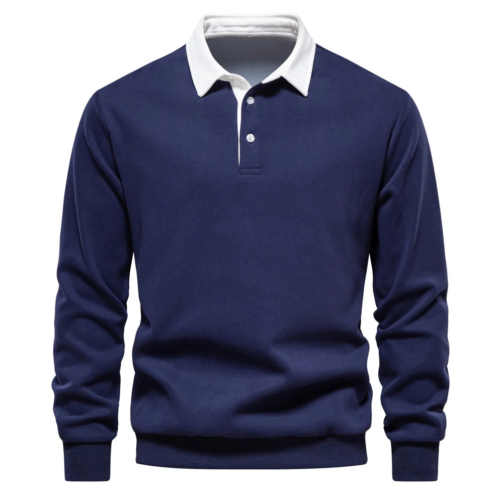 UniVibe Men’s Polo Neck Cotton Sweatshirt Autumn Casual & Social Wear