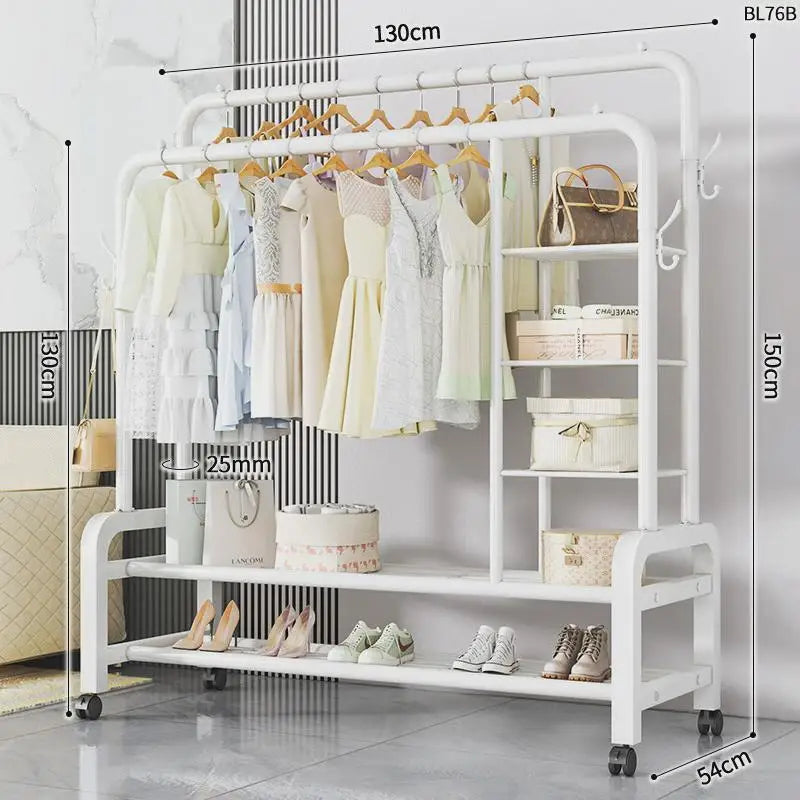 Space-Saving Floor Standing Clothes Drying Rack – Multipurpose Hanger for Dorm, Balcony & Indoor Use