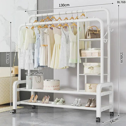 Space-Saving Floor Standing Clothes Drying Rack – Multipurpose Hanger for Dorm, Balcony & Indoor Use