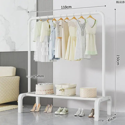 Space-Saving Floor Standing Clothes Drying Rack – Multipurpose Hanger for Dorm, Balcony & Indoor Use