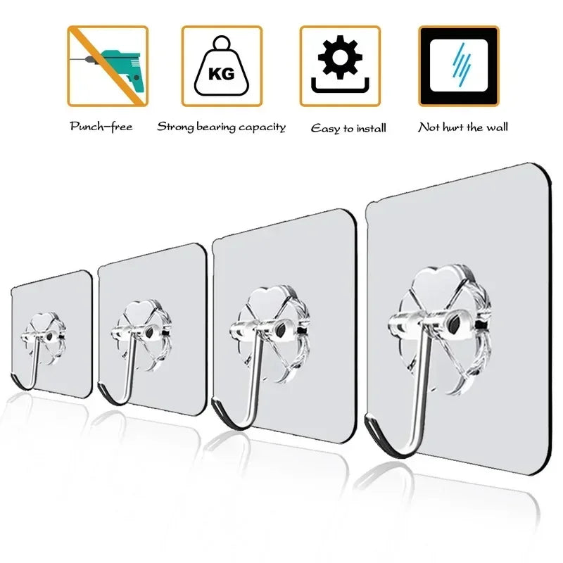 Clear Self-Adhesive Hooks (6-Pack) – Multi-Purpose Wall Hangers