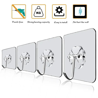 Clear Self-Adhesive Hooks (6-Pack) – Multi-Purpose Wall Hangers