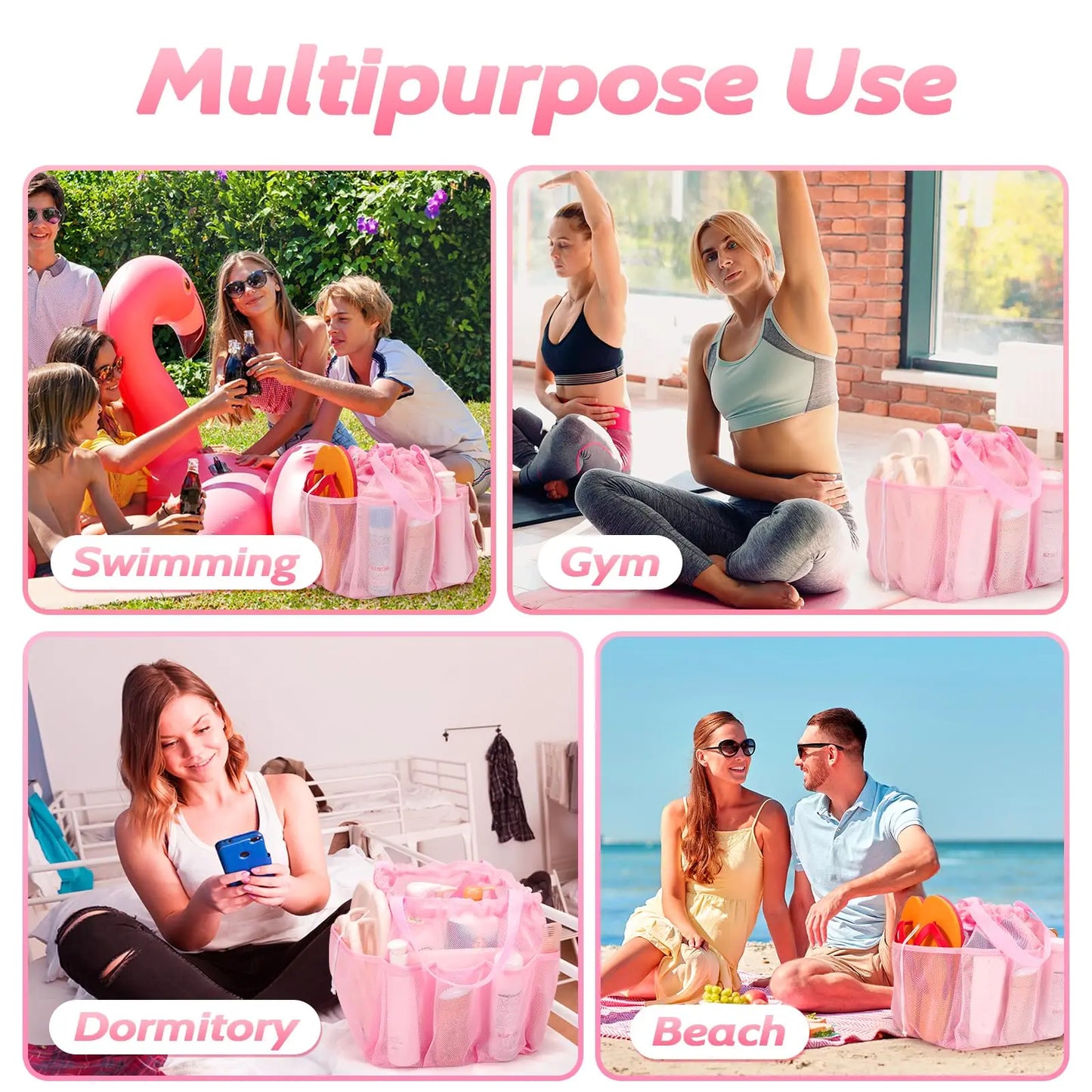 UniVibe Mesh Shower Caddy Portable Dorm Room & Travel Organizer