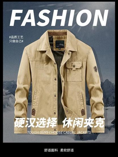 Men’s Cargo Bomber Jacket – Casual Streetwear, Windproof, British Style