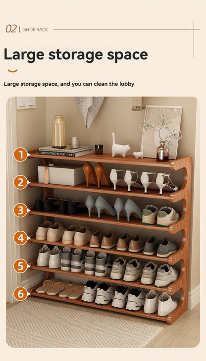 Wooden Multi-Layer Shoe Rack Organizer – Compact Dorm & Apartment Storage Shelf