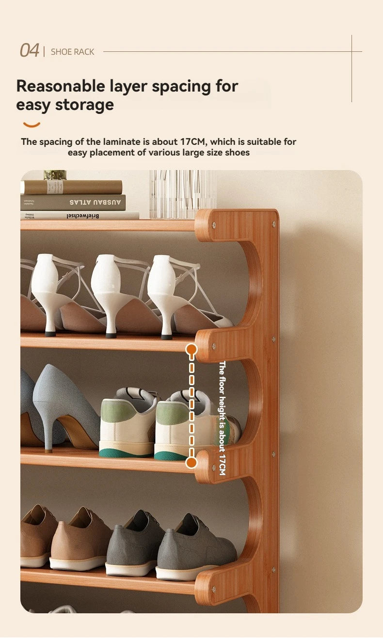 Wooden Multi-Layer Shoe Rack Organizer – Compact Dorm & Apartment Storage Shelf