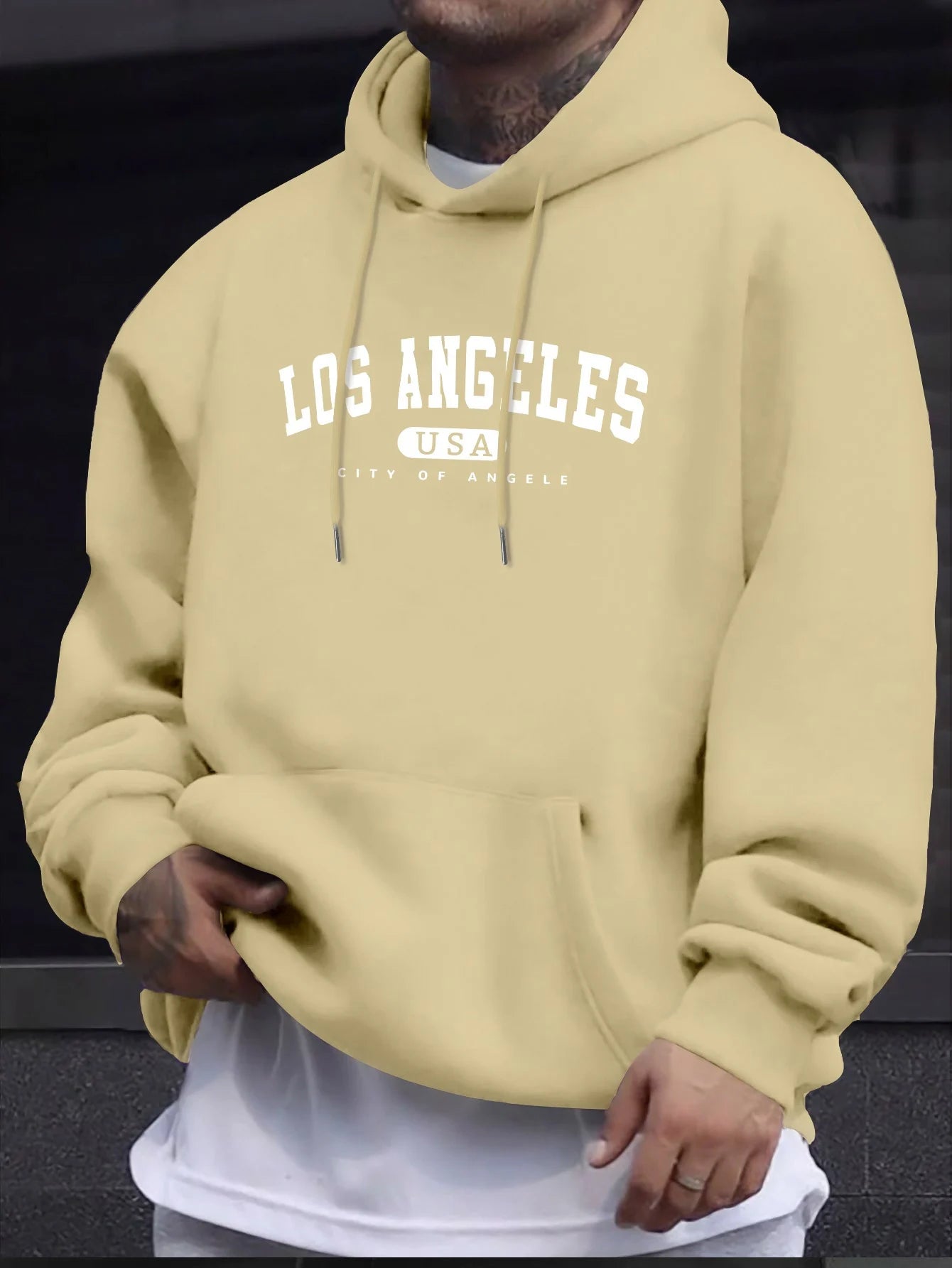 Los Angeles Print Men’s Long Sleeve Cotton Hoodie