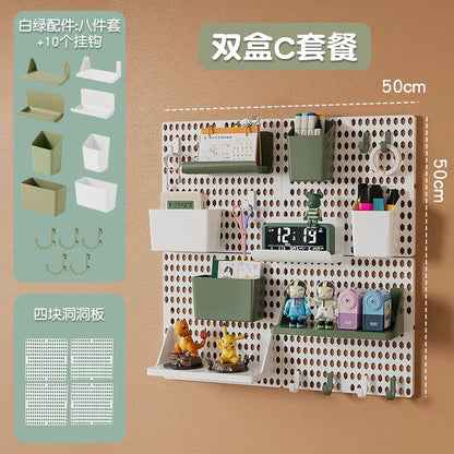 Kawaii Hole Board Wall Shelf – No-Drill Dorm Organizer for Students | Pegboard Storage Rack