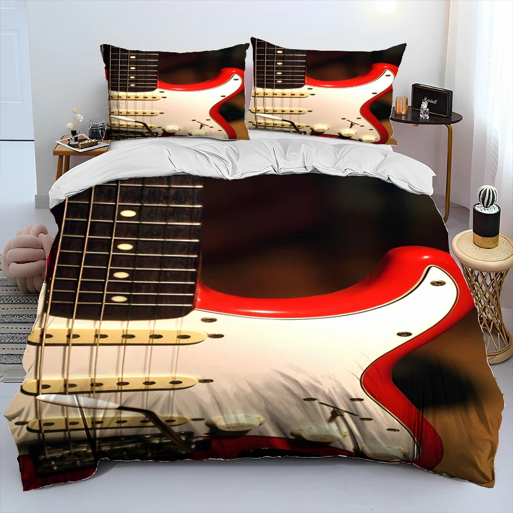 3D Classical Guitar Electric Guitar Comforter Bedding Set