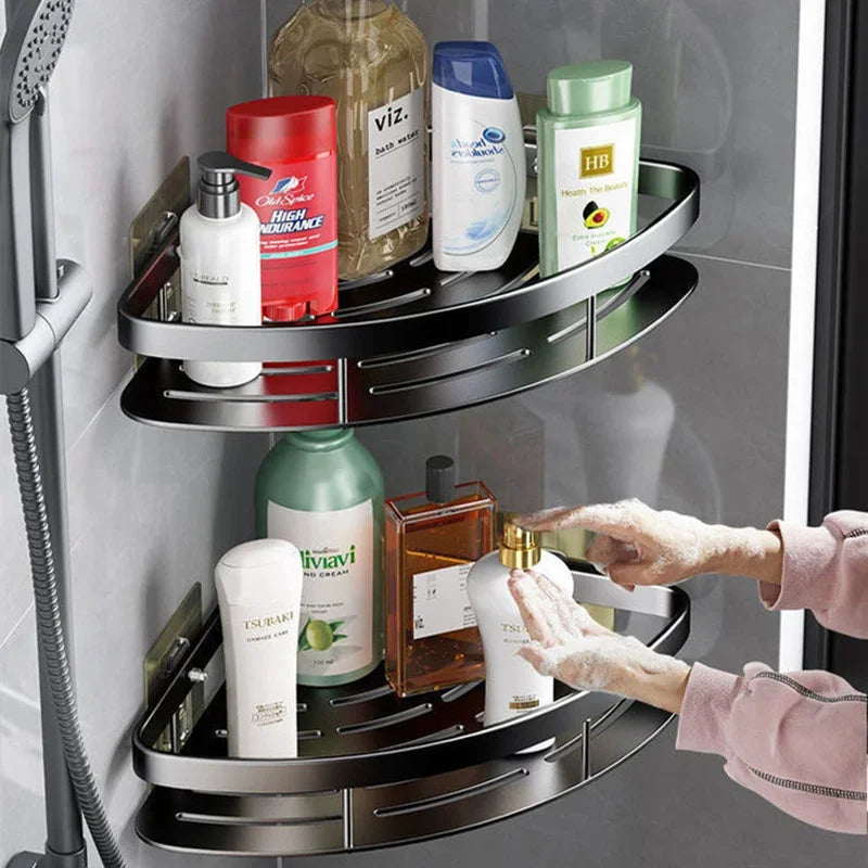 Wall-Mounted Aluminum Bathroom Shelf – Sleek Shower Organizer