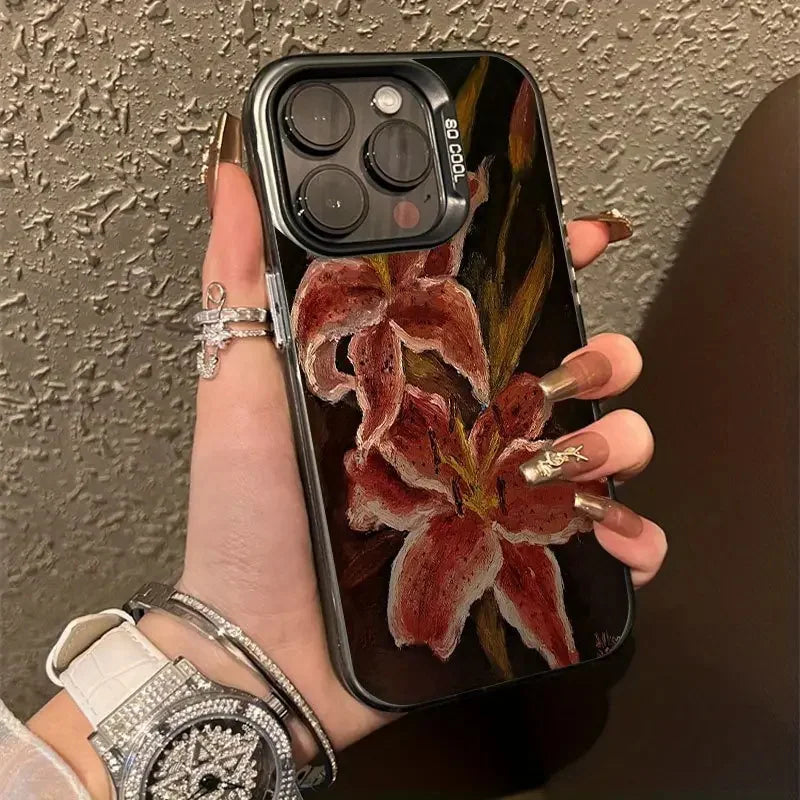 Oil Painting Lily Flower Retro Pattern Phone Case