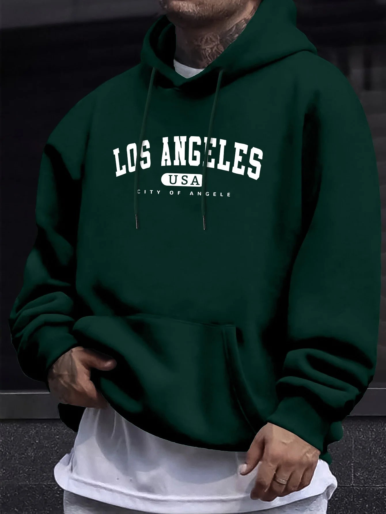 Los Angeles Print Men’s Long Sleeve Cotton Hoodie
