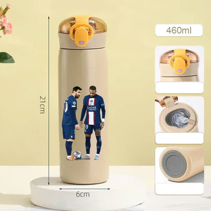 460ML Football Water Bottle with Straw