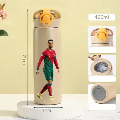 460ML Football Water Bottle with Straw