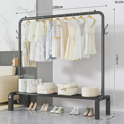 Space-Saving Floor Standing Clothes Drying Rack – Multipurpose Hanger for Dorm, Balcony & Indoor Use