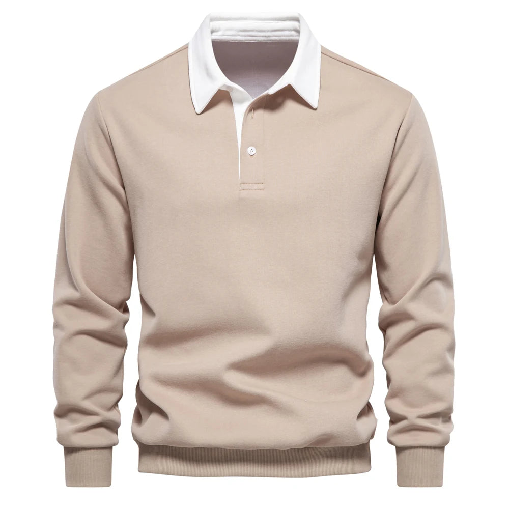 UniVibe Men’s Polo Neck Cotton Sweatshirt Autumn Casual & Social Wear