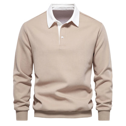 UniVibe Men’s Polo Neck Cotton Sweatshirt Autumn Casual & Social Wear