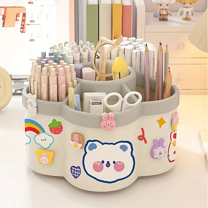 Rotating Desk Organizer – Multi-Compartment Storage Caddy for Dorm, Office & School