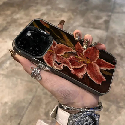 Oil Painting Lily Flower Retro Pattern Phone Case