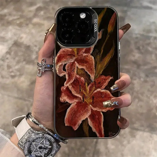 Oil Painting Lily Flower Retro Pattern Phone Case
