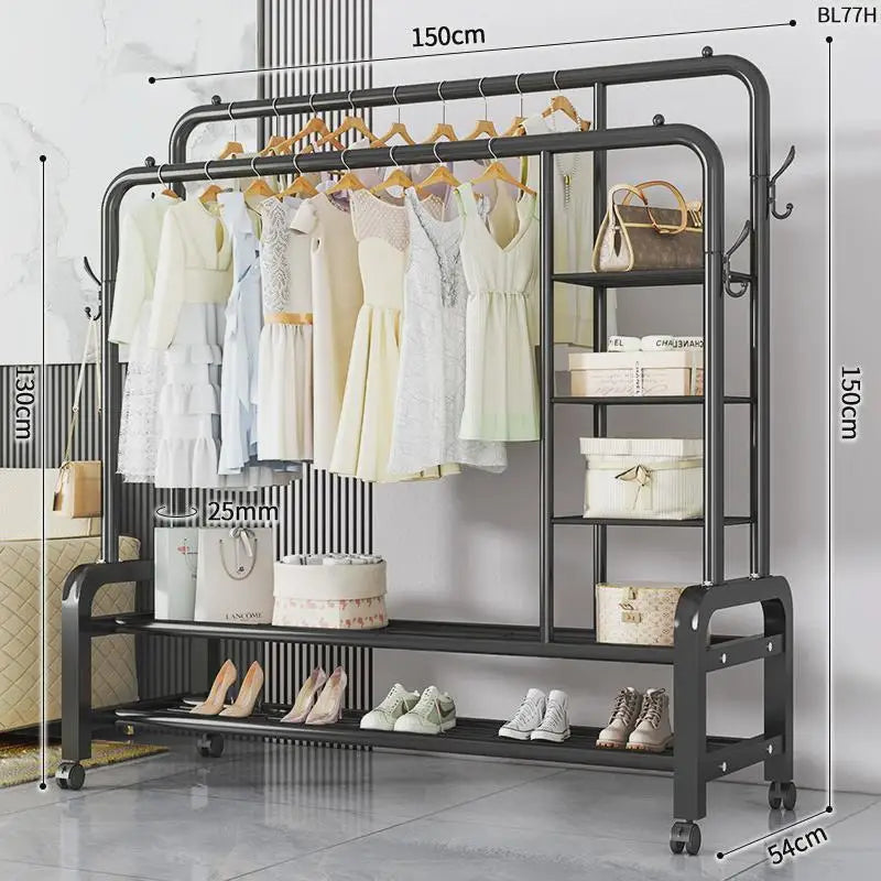 Space-Saving Floor Standing Clothes Drying Rack – Multipurpose Hanger for Dorm, Balcony & Indoor Use