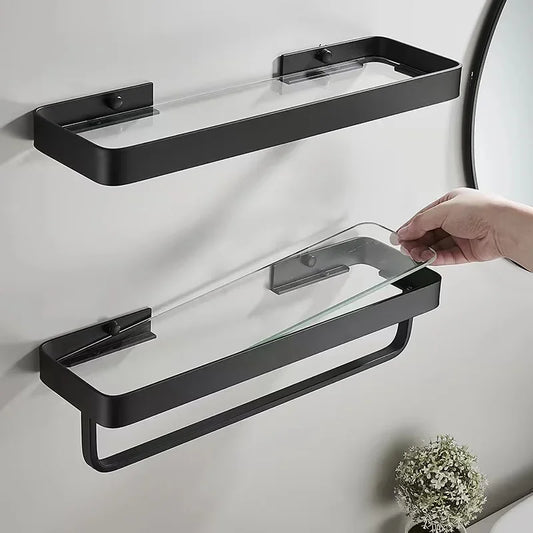 Upgrade your kitchen or bathroom with this sleek matte black shelf. Designed for modern spaces, it’s perfect for organizing spices, toiletries, or cleaning supplies. Easy to install with strong adhesive—no drilling required. Durable, water-resistant, and space-saving!
