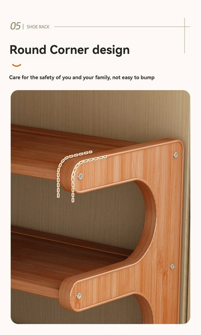 Wooden Multi-Layer Shoe Rack Organizer – Compact Dorm & Apartment Storage Shelf