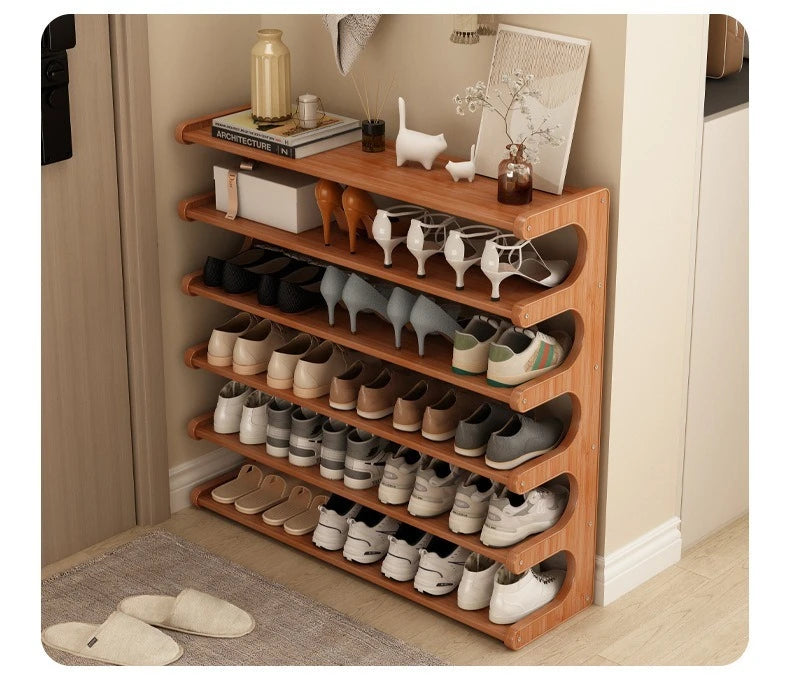 Wooden Multi-Layer Shoe Rack Organizer – Compact Dorm & Apartment Storage Shelf