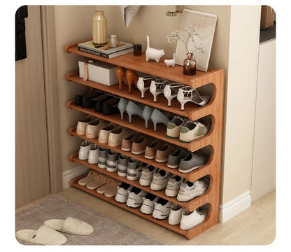 Wooden Multi-Layer Shoe Rack Organizer – Compact Dorm & Apartment Storage Shelf