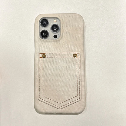 Luxury Denim Leather Card Bag Case For iPhone