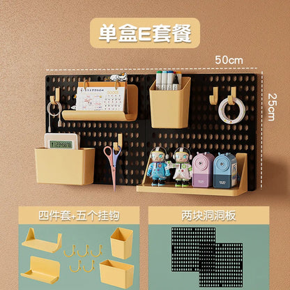 Kawaii Hole Board Wall Shelf – No-Drill Dorm Organizer for Students | Pegboard Storage Rack