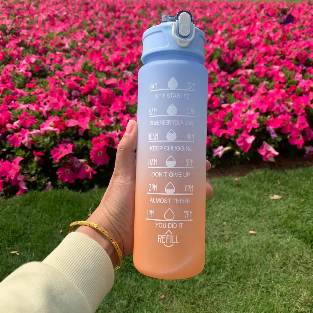 Motivational Water Bottle – Time Marker & Straw | 1L BPA-Free Sports Bottle | UnivibeShop