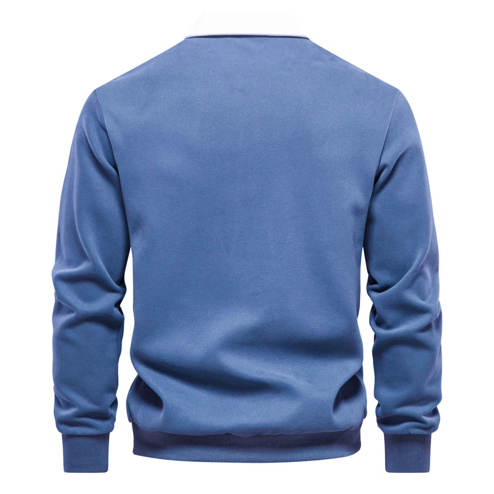 UniVibe Men’s Polo Neck Cotton Sweatshirt Autumn Casual & Social Wear