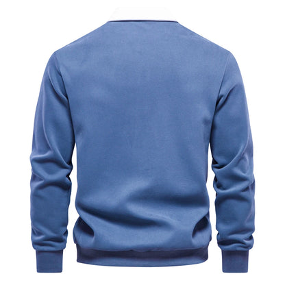 UniVibe Men’s Polo Neck Cotton Sweatshirt Autumn Casual & Social Wear