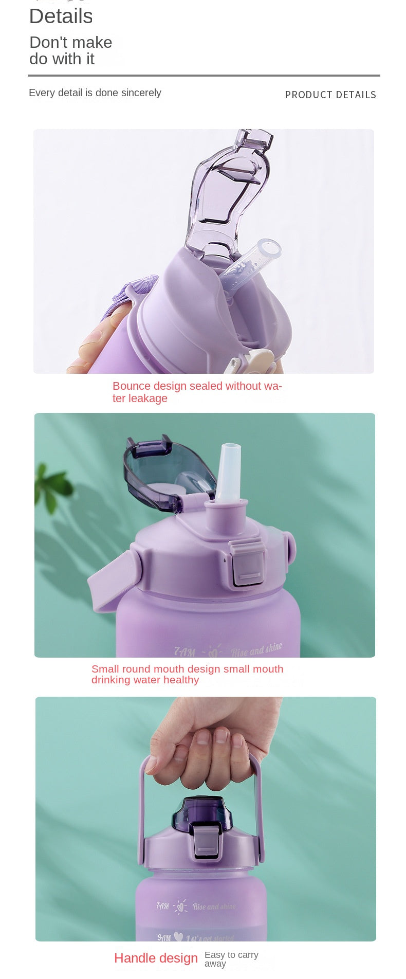 Motivational Water Bottle – Time Marker & Straw | 1L BPA-Free Sports Bottle | UnivibeShop
