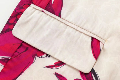 Floral Print Blazer & Pants Two-Piece Suit – Beige with Red Accents | UniVibe Shop